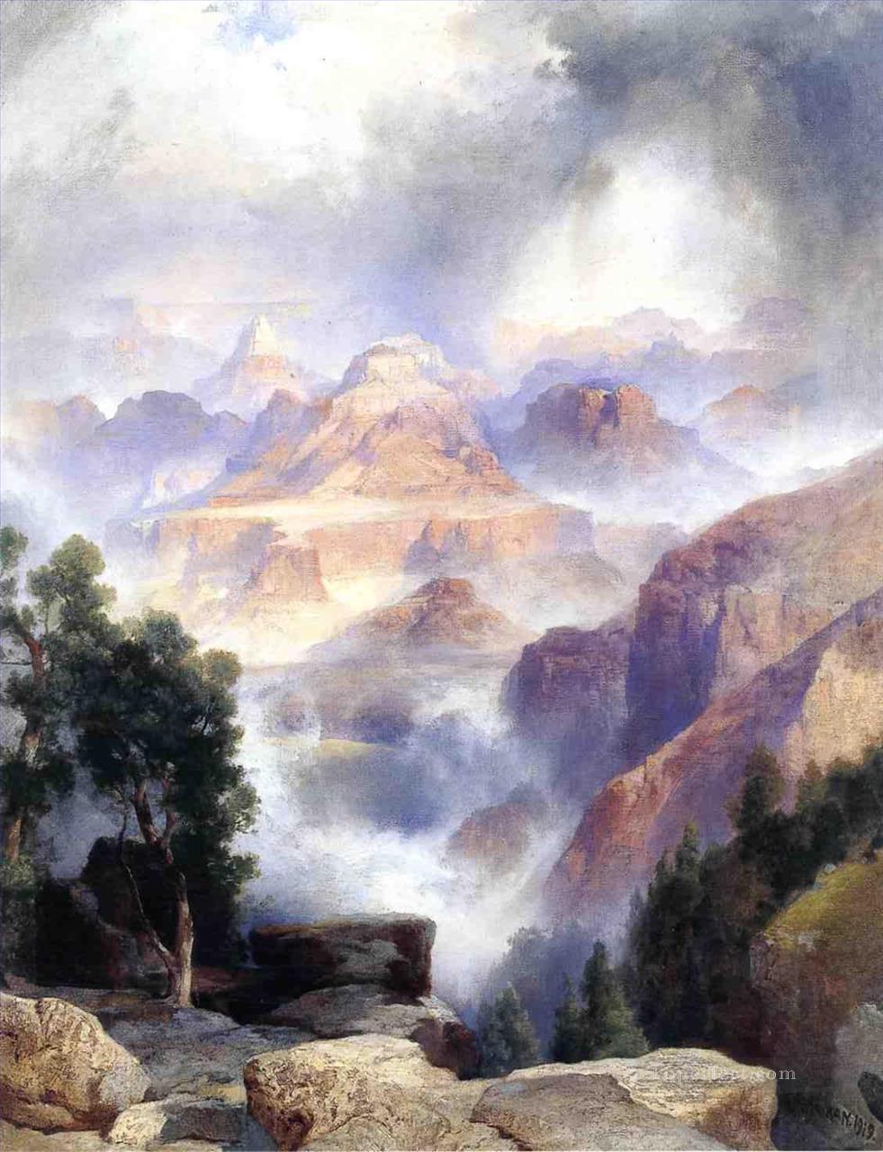 A Showrey Day Grand Canyon Rocky Mountains School Thomas Moran Oil Paintings